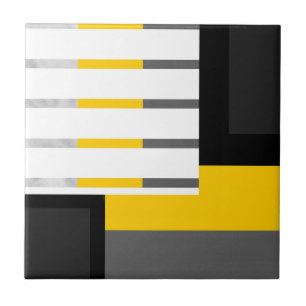 Carreau Bloc géométrique gris jaune noir et blanc