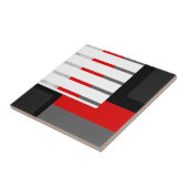 Carreau Bloc géométrique rayé noir et blanc gris rouge (Côté)