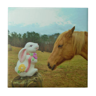Carreau Blond Jaune cheval & Bunny de Pâques
