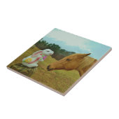 Carreau Blond Jaune cheval & Bunny de Pâques (Côté)