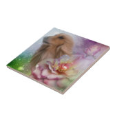 Carreau Blonde Afghan Hound Flowers Chien (Côté)