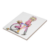 Carreau Blonde Girl Pink Bicycle Tile (Côté)