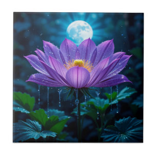 Carreau Blossom De Lotus Violet Sous Lune