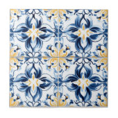 Carreau Blue and Gold Pattern Ceramic Tile (Devant)