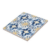 Carreau Blue and Gold Pattern Ceramic Tile (Côté)