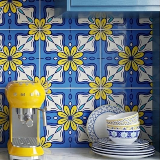 Carreau Blue and Yellow Ceramic Tile