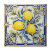 Carreau Blue and Yellow Lemon Decorative Tile (Devant)