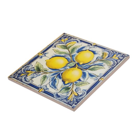 Carreau Blue and Yellow Lemon Decorative Tile (Côté)