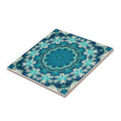 Carreau Blue Aqua Mandala Rosette Retro Hippie (Côté)