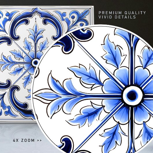 Carreau Blue Azulejo Talavera Ceramic Tile