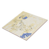 Carreau Blue Bird Retro Floral Art (Côté)