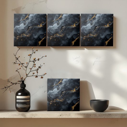 Carreau Blue-Black Marble Gold Glitter ID1172b