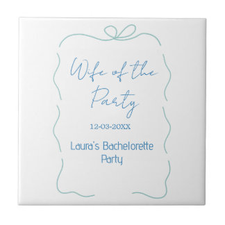 Carreau blue bow wife of the party name date spanish borde