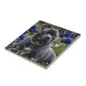 Carreau "Blue Brindle Beauty : Un Staffy en Rose bleu (Côté)