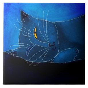 Carreau Blue Cat Napping peinture numérique Abstraite