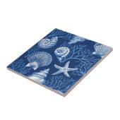 Carreau Blue Coastal Toile Seashell Coral Pattern (2) (Côté)