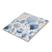 Carreau Blue Coastal Toile Seashell Coral Pattern (3) (Côté)