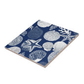 Carreau Blue Coastal Toile Seashell Coral Pattern (4) (Côté)