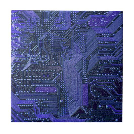 Carreau Blue Cyber Circuit Board Tech Art Electronique (Devant)