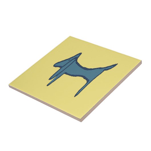 Carreau Blue Dachshund Abstrait (Côté)