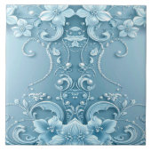 Carreau Blue Decorative Floral Ceramic Tile (Devant)