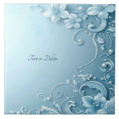 Carreau Blue Decorative Floral Ceramic Tile (Devant)