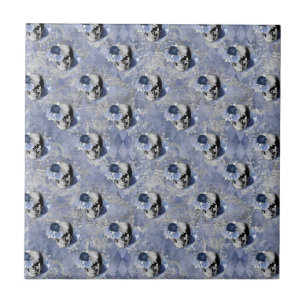 Carreau Blue Floral Skull Series Design 2