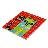 Carreau Blue Green Chat peinture numérique Abstraite (Côté)