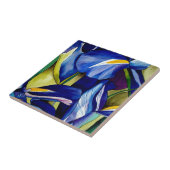 Carreau Blue Iris fleurs d'aquarelle d'art (Côté)