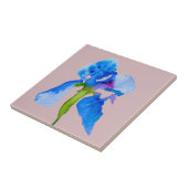 Carreau Blue Iris moderne aquarelle florale art (Côté)
