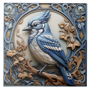 Carreau Blue Jay - Carrelage Art Nouveau en céramique