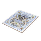 Carreau Blue Knight Family Crest Nom (Côté)