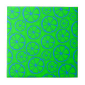 Carreau Blue Lime Lemon Pattern with Neon Green Background (Devant)