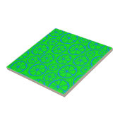 Carreau Blue Lime Lemon Pattern with Neon Green Background (Côté)
