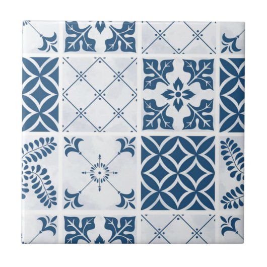 Carreau Blue Mediterranean Talavera Pattern  (Devant)