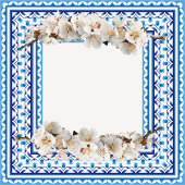 Carreau Blue Mediterranean Tile Pattern Wedding Photo Cera