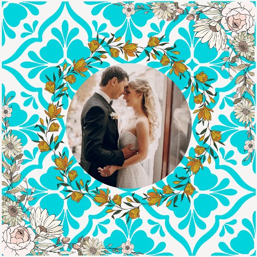 Carreau Blue Mediterranean Tile Pattern Wedding Photo Cera