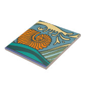 Carreau Blue Ocean Waves Nautilus Seashell Motif Nouveau (Côté)