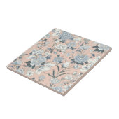 Carreau Blue Peonies Peach Botanical Vintage Floral (Côté)