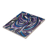 Carreau Blue Purple Brushstrokes-Hand Painted Abstract (Côté)