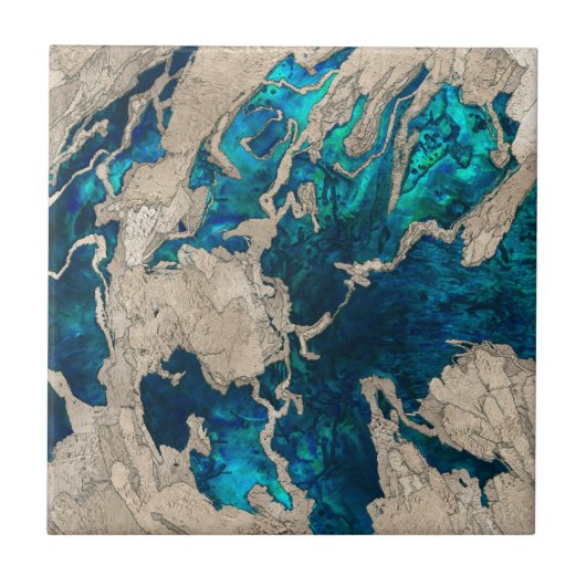 Carreau Blue Sapphire and Cement Mixed media abstract (Devant)