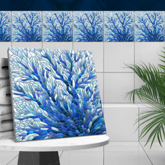 Carreau Blue Sea Fan Coral mosaïque art