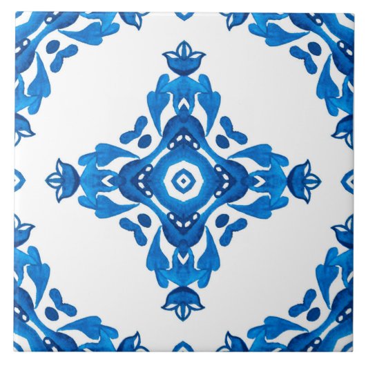 Carreau Blue Spanish Portuguese Patterned (Devant)