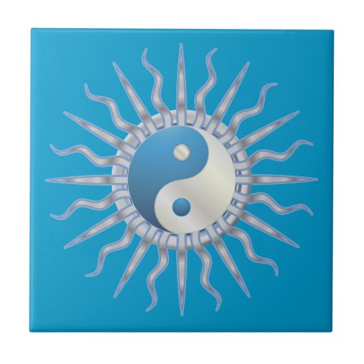 Carreau Blue Starburst Yin Yang (Devant)