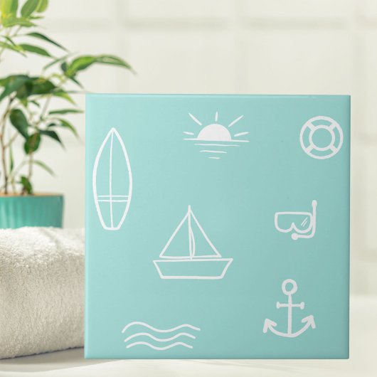 Carreau Blue Summer Ocean Salle de bain Motif pour enfants