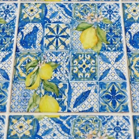 Carreau Blue Tile French Country Lemon Pattern Home Decor