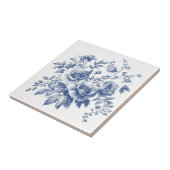Carreau Blue Toile Chinoiserie Aquarelle Floral (Côté)
