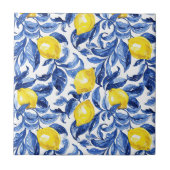 Carreau Blue Watercolor Lemon Pattern (Devant)