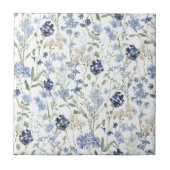 Carreau Blue Watercolor Wildflower (Devant)