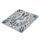 Carreau Blue Whimsical Bunny Rabbit Floral Design (Côté)